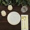 10 White 7" Round Plastic Salad and Dinner Plates Gold Strokes Party Decorations